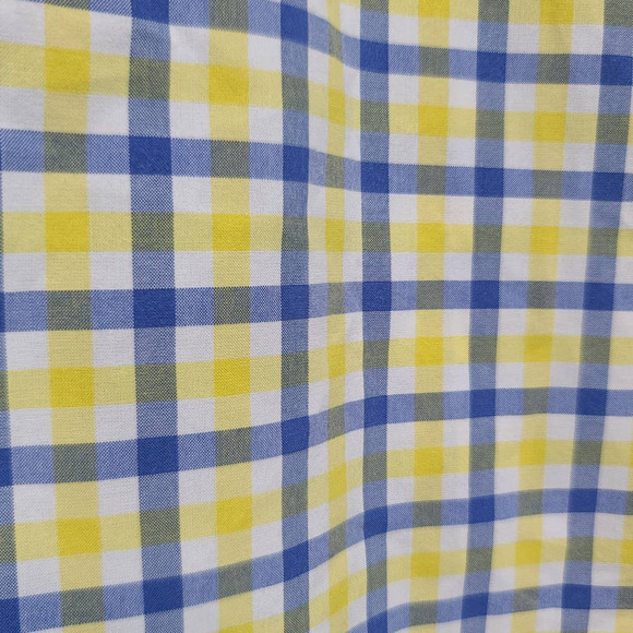 J. Crew Yellow Blue Plaid Cotton Button Up Shirt Size L - Picture 4 of 4